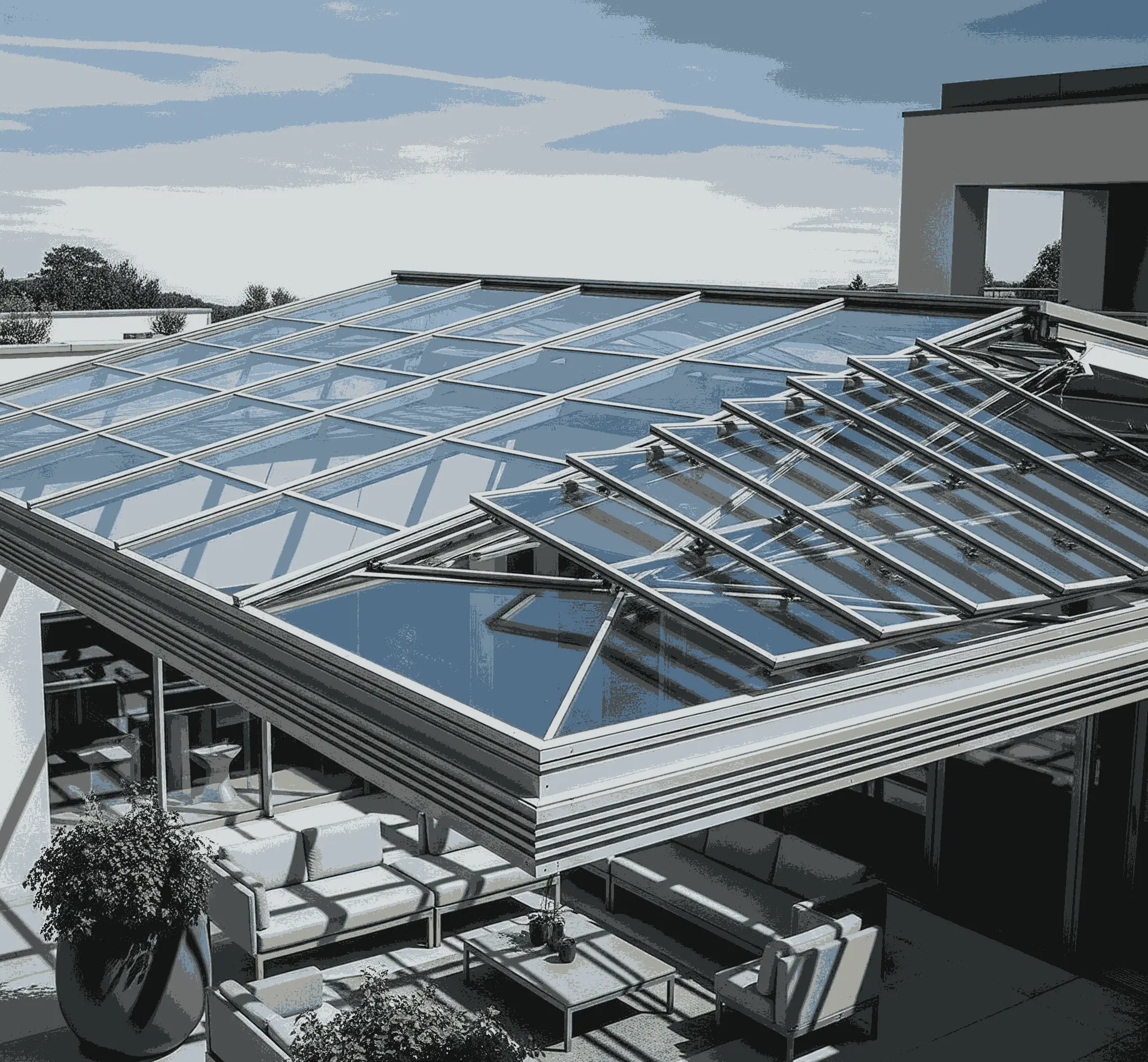 سقف‌های متحرک شیشه‌ای: تلفیق نور، فضا و مدرنیته